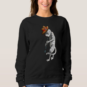 Sweatshirt Chat Jouer Oboe Cool Animal Pipe Musicien Aimer