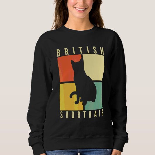 Sweatshirt Chat Kitten britannique rétro (Devant)