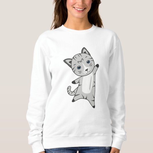 Sweatshirt Chat Kitty Gris Fourrure Nez mignon Animaux (Devant)