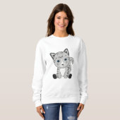 Sweatshirt Chat Kitty Gris Fourrure Nez mignon Animaux (Devant entier)