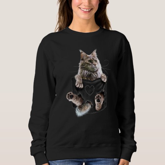 Sweatshirt Chat Maine Coon En Poche (Devant)