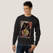 Sweatshirt Chat Manger Ramen Drôle (Devant entier)