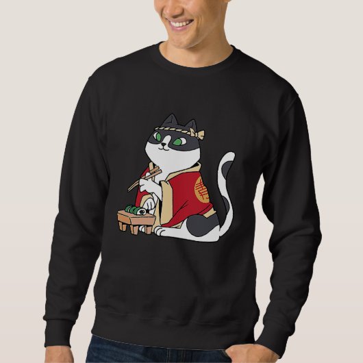 Sweatshirt Chat Manger Sushi Chat Sushi Restaurant Sushi Chat (Devant)