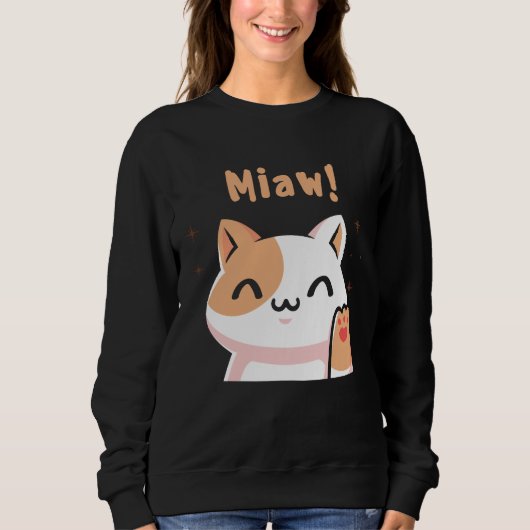 Sweatshirt Chat Miaw-Kitty-Cute Chat-Funny (Devant)