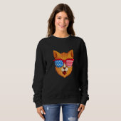 Sweatshirt Chat Mignon Avec Lunettes de Drapeau Américain (Devant entier)