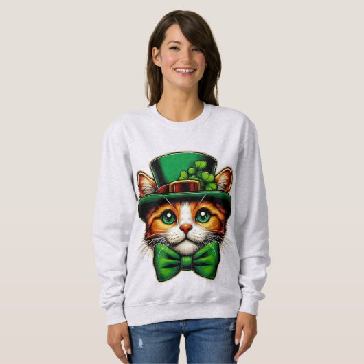 Sweatshirt Chat mignon/chaton Saint Patrick's Day (Devant entier)