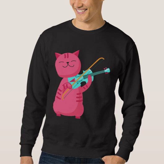 Sweatshirt Chat Mignon Jouant du Violon (Devant)