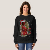 Sweatshirt Chat Noël Leopard Buffalo Plaid Red Santa Chapeau (Devant entier)