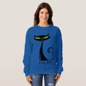 Sweatshirt Chat noir atomique moderne du milieu du siècle (Devant entier)