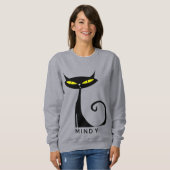 Sweatshirt Chat noir atomique moderne du milieu du siècle (Devant entier)
