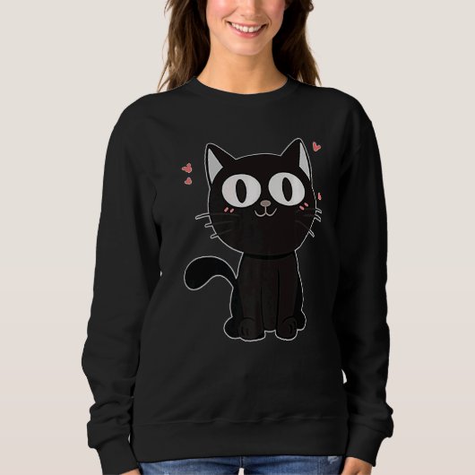 Sweatshirt Chat Noir Aux Grands Yeux (Devant)