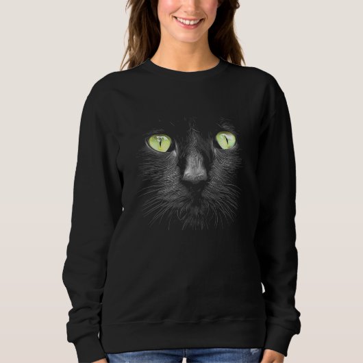 Sweatshirt Chat noir aux yeux verts (Devant)