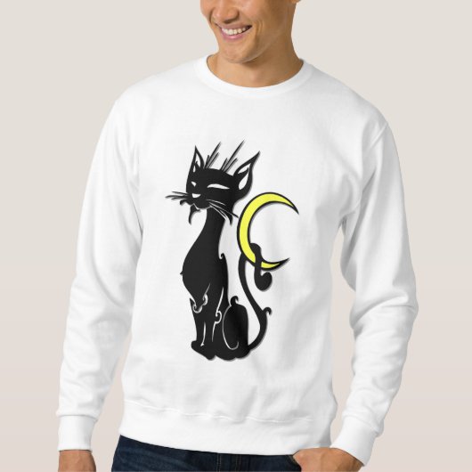 Sweatshirt Chat noir avec la lune (Devant)