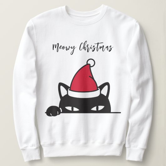 Sweatshirt Chat noir de Noël amusant (Design devant)