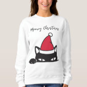 Sweatshirt Chat noir de Noël amusant (Devant)