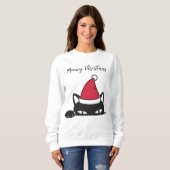 Sweatshirt Chat noir de Noël amusant (Devant entier)