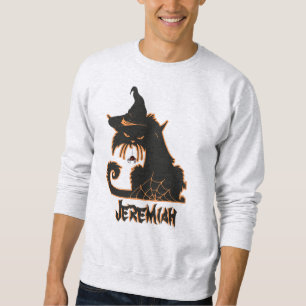 Sweatshirt Chat noir de sorcière d'Halloween Araignées effray