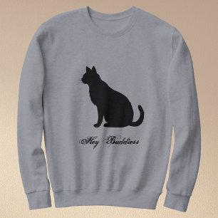 Sweatshirt Chat Noir Drôle Citation Personnalisée Gris