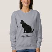 Sweatshirt Chat Noir Drôle Citation Personnalisée Gris (Devant)