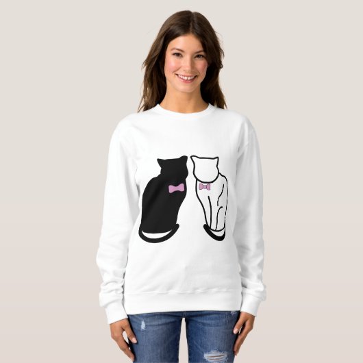 Sweatshirt Chat noir et blanc (Devant entier)