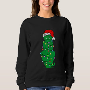 Sweatshirt Chat Noir Lumières Noël Chapeau Père Noël Pour Hom