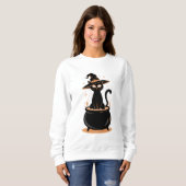 Sweatshirt Chat noir mâché à Cauldron - Halloween Magic (Devant entier)