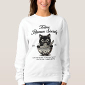 Sweatshirt Chat noir mangeant des nouilles Ramen (Devant)