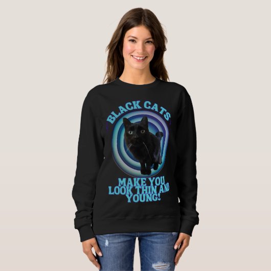 Sweatshirt Chat noir mignon (Devant entier)