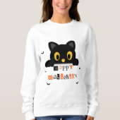 Sweatshirt Chat noir mignon Halloween (Devant)