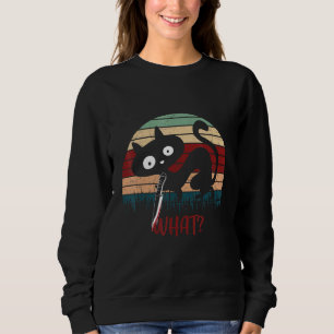 Sweatshirt Chat noir rétro Quoi - Costume Éffrayant