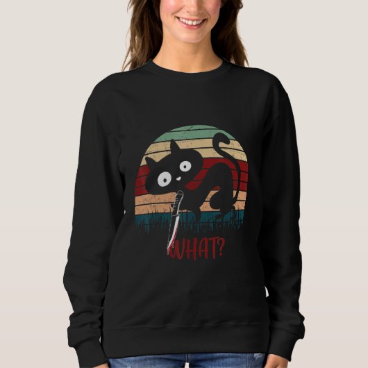 Sweatshirt Chat noir rétro Quoi - Costume Éffrayant (Devant)