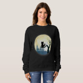 Sweatshirt Chat Noir Romantique Sur Une Nuit De Pleine lune D (Devant entier)