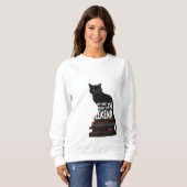 Sweatshirt Chat noir sur livres "Skip to Weekend" (Devant entier)