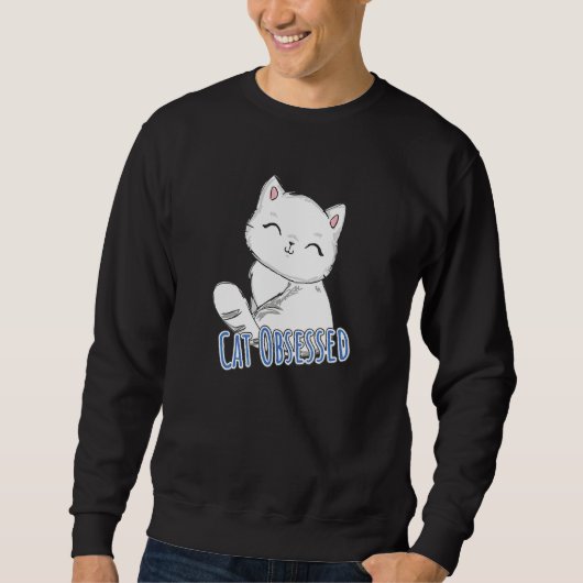 Sweatshirt Chat Obsédé Coeur mignon (Devant)