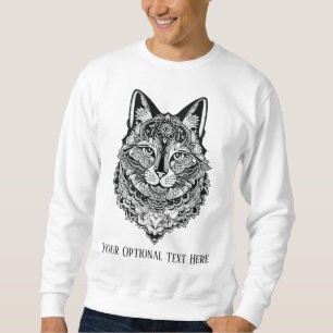 Sweatshirt Chat ornemental texte personnalisé