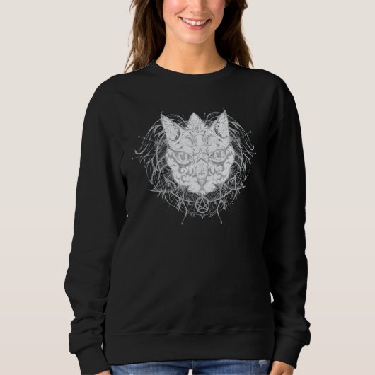 Sweatshirt Chat Pagan Sorcière Wicca Phases Cachées Lune Du W (Devant)