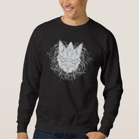 Sweatshirt Chat Pagan Sorcière Wicca Phases Cachées Lune Du W (Devant)