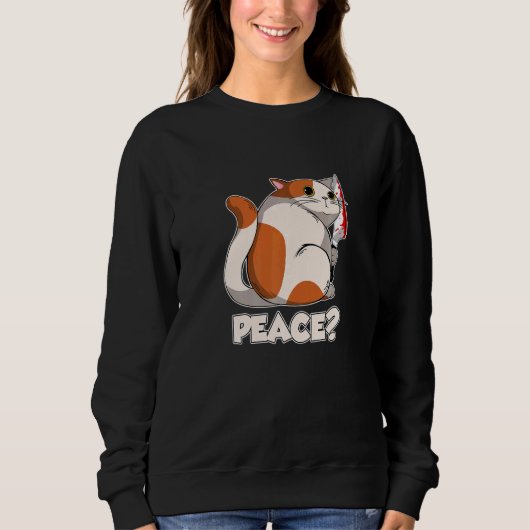 Sweatshirt Chat Paix Chat Meurtrier Avec Couteau (Devant)