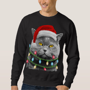 Sweatshirt Chat Père Noël Noël Arbre Lumières Noël Filles gar