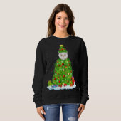 Sweatshirt Chat Persan Noël Éclairage Arbre Drôle Chat Persan (Devant entier)