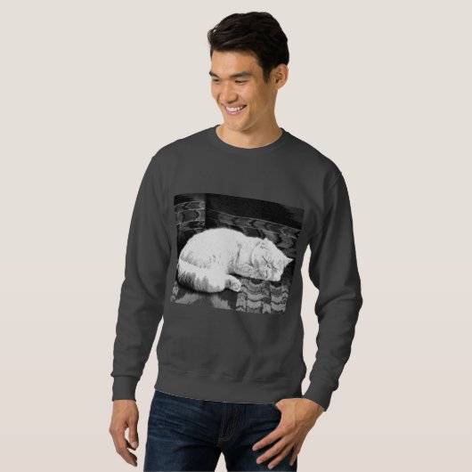Sweatshirt Chat perse blanc couché (Devant entier)