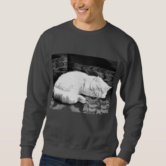Sweatshirt Chat perse blanc couché (Devant)