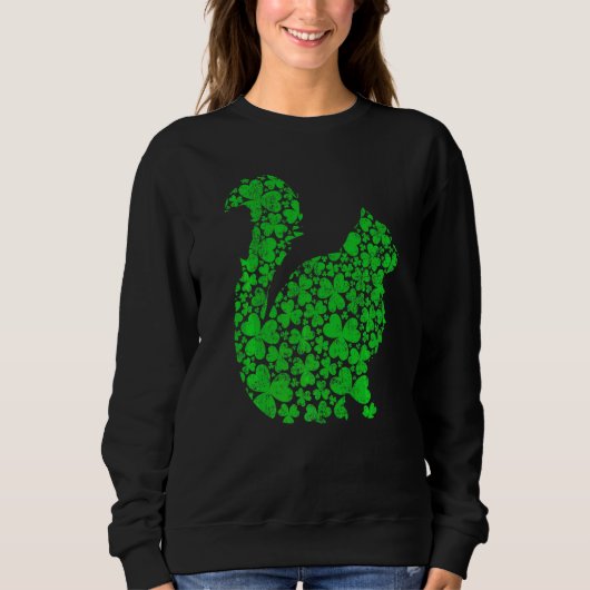 Sweatshirt Chat Perse Drôle Shamrock Perse Chat St Patrick (Devant)