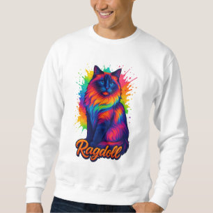 Sweatshirt Chat Pop-Art Ragdoll - Rue Neon colorée
