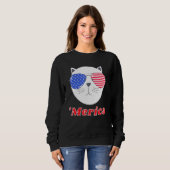 Sweatshirt Chat Portant des lunettes de soleil Merica 4 juill (Devant entier)