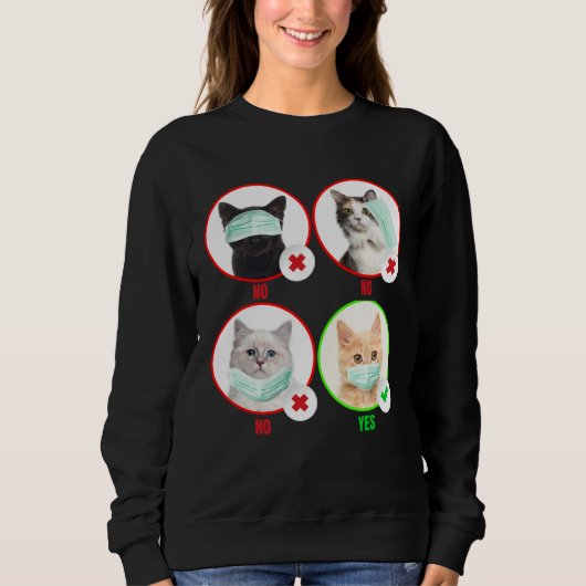 Sweatshirt Chat porte un masque facial correctement  Chat  Di (Devant)