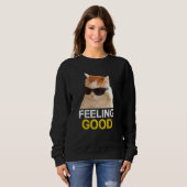 Sweatshirt Chat Porter Lunettes de soleil Sentiment Bon Mème (Devant entier)