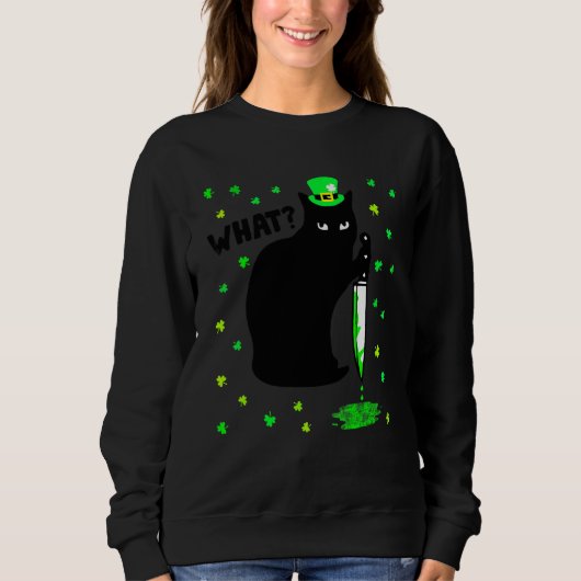 Sweatshirt Chat Quel Meurtrier Chat Noir Avec Couteau St Patr (Devant)
