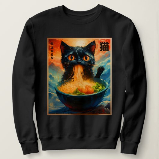 Sweatshirt Chat Ramen Japonais Kawaii Chat Anime Chat Ramen (Design devant)