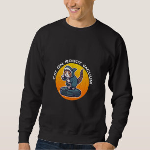 Sweatshirt Chat Requin Drôle Sur Aspirateur Robot Art Mème Ré